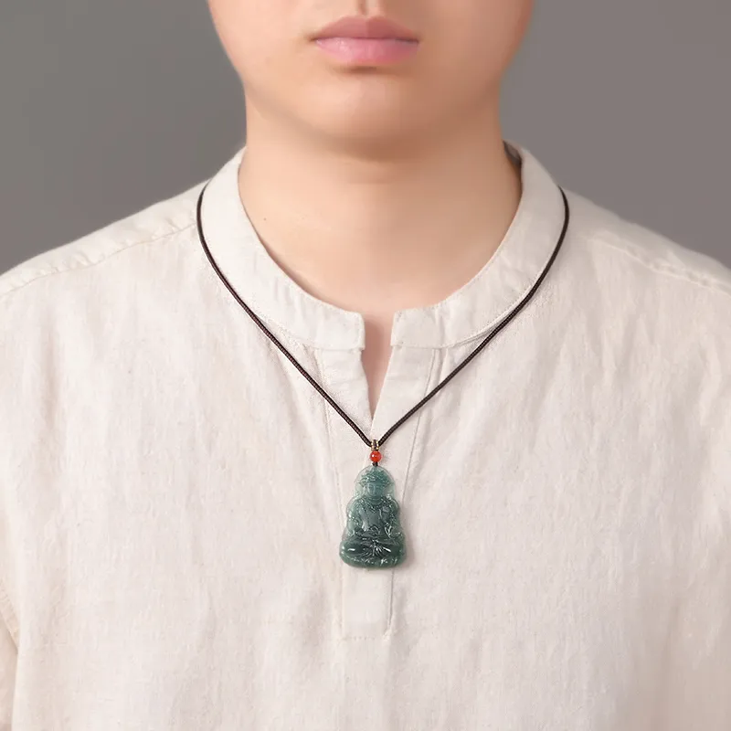 With The Heart Of The Jade Ice Glutinous Jadeite Necklaces Men's-1