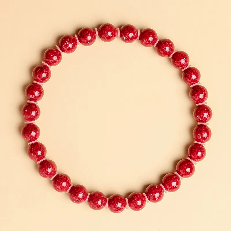 With The Heart Of The Jade Reconstructed Cinnabar Bracelets Unisex-3
