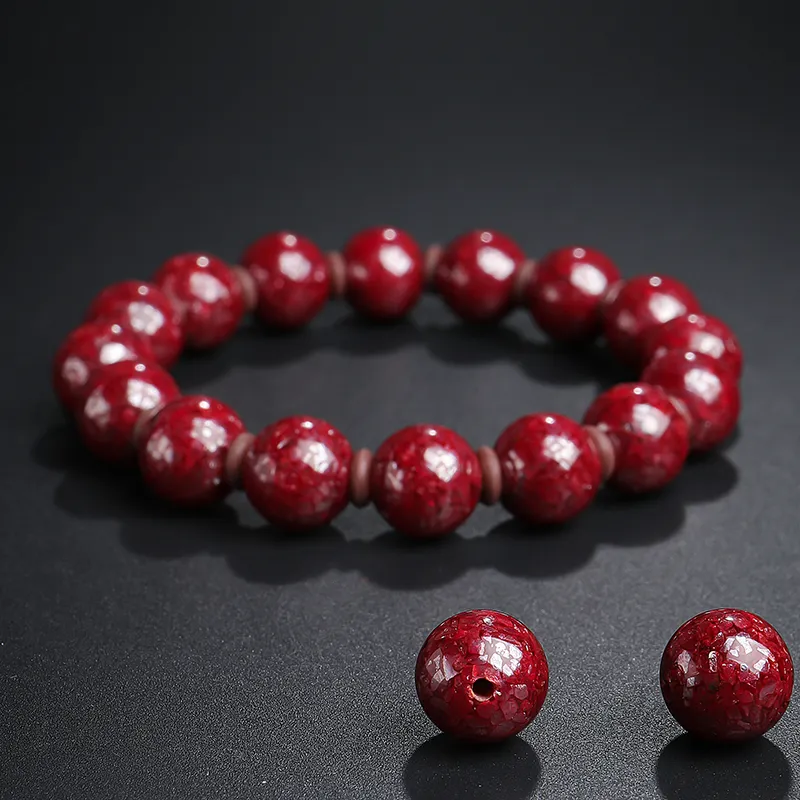 With The Heart Of The Jade Reconstructed Cinnabar Jade Bracelets Unisex-11