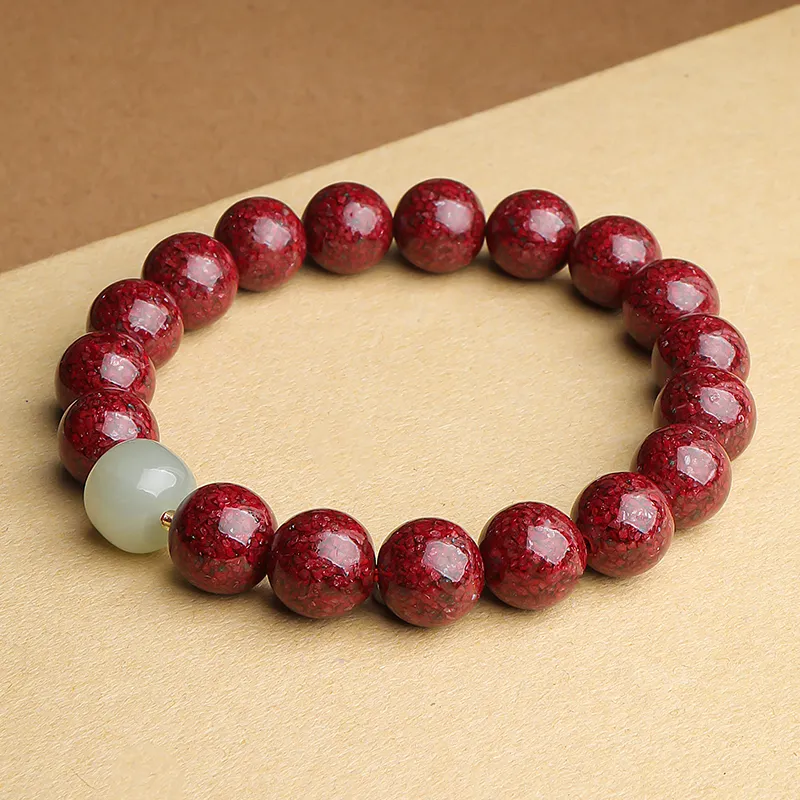 With The Heart Of The Jade Reconstructed Cinnabar Jade Bracelets Unisex-17
