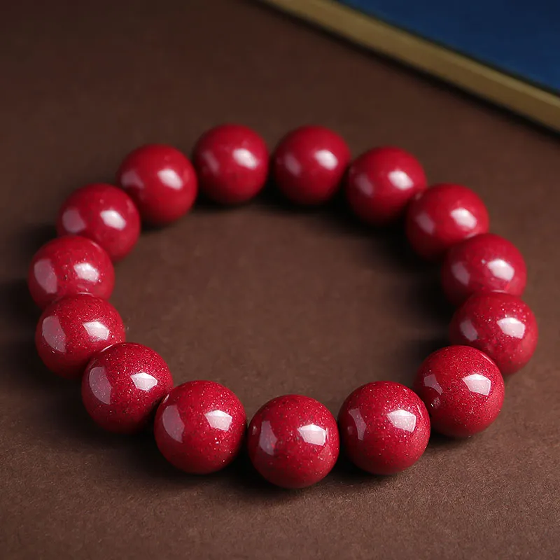 With The Heart Of The Jade Reconstructed Cinnabar Jade Bracelets Unisex-22