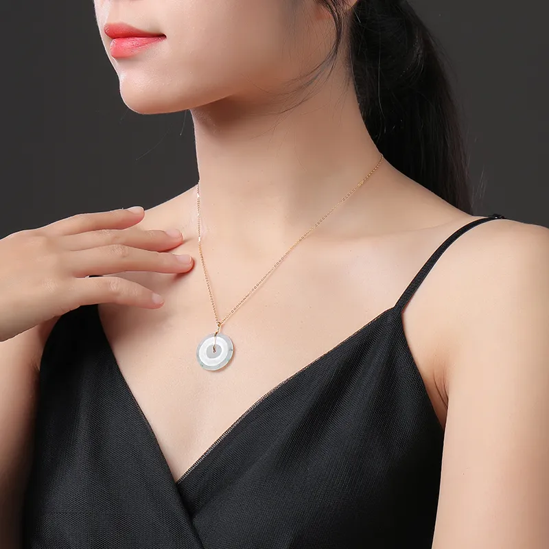With The Heart Of The Jade Glutinous Jade Jadeite Necklaces Women's-11