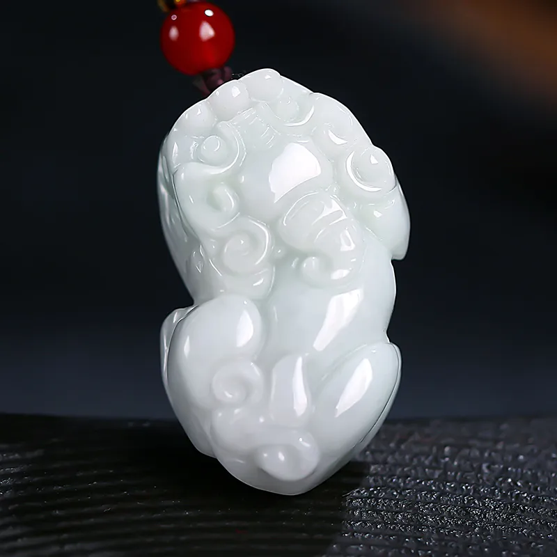 With the heart of the jade Jadeite Necklaces Unisex Auspicious Beast Chinese Auspicious Animal-5