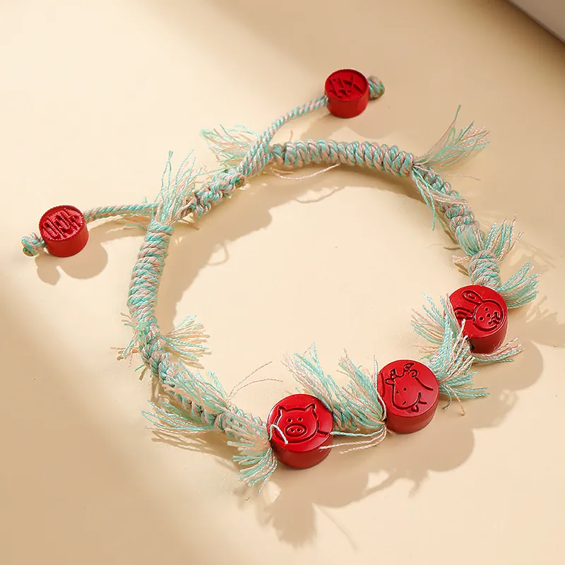 With The Heart Of The Jade Reconstructed Cinnabar Bracelets Unisex-13