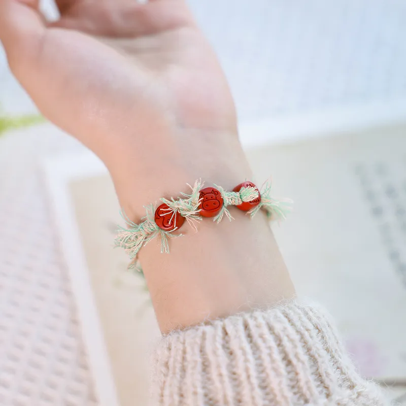 With The Heart Of The Jade Reconstructed Cinnabar Bracelets Unisex-22