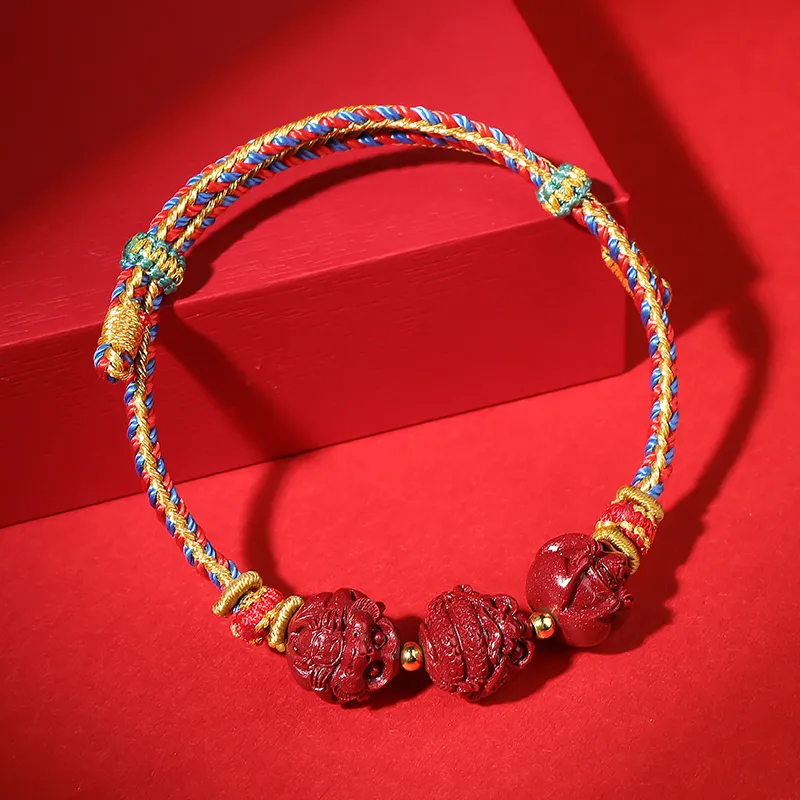 With The Heart Of The Jade Reconstructed Cinnabar Bracelets Unisex-6