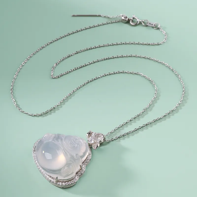 With The Heart Of The Jade Chalcedony Necklaces Women's-8