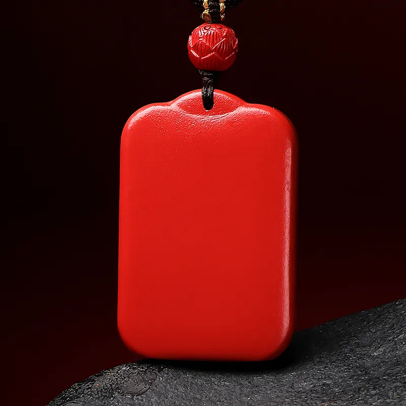 With The Heart Of The Jade Reconstructed Cinnabar Necklaces Unisex-6