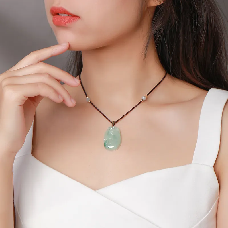 With the heart of the jade Jadeite Necklaces Unisex-1