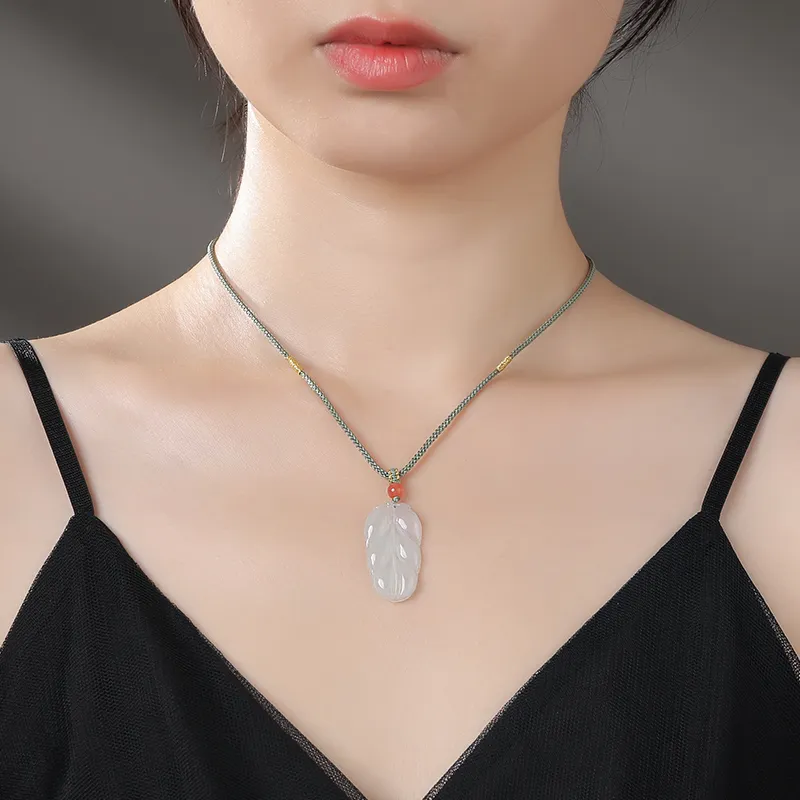 With The Heart Of The Jade Ice Glutinous Jadeite Necklaces Unisex-3