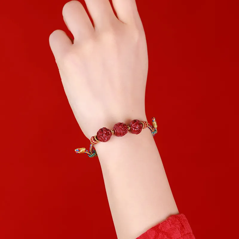 With The Heart Of The Jade Reconstructed Cinnabar Bracelets Unisex-19