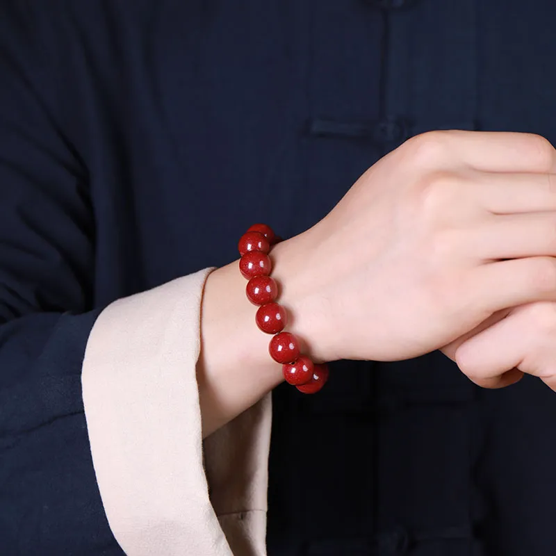 With The Heart Of The Jade Reconstructed Cinnabar Jade Bracelets Unisex-25