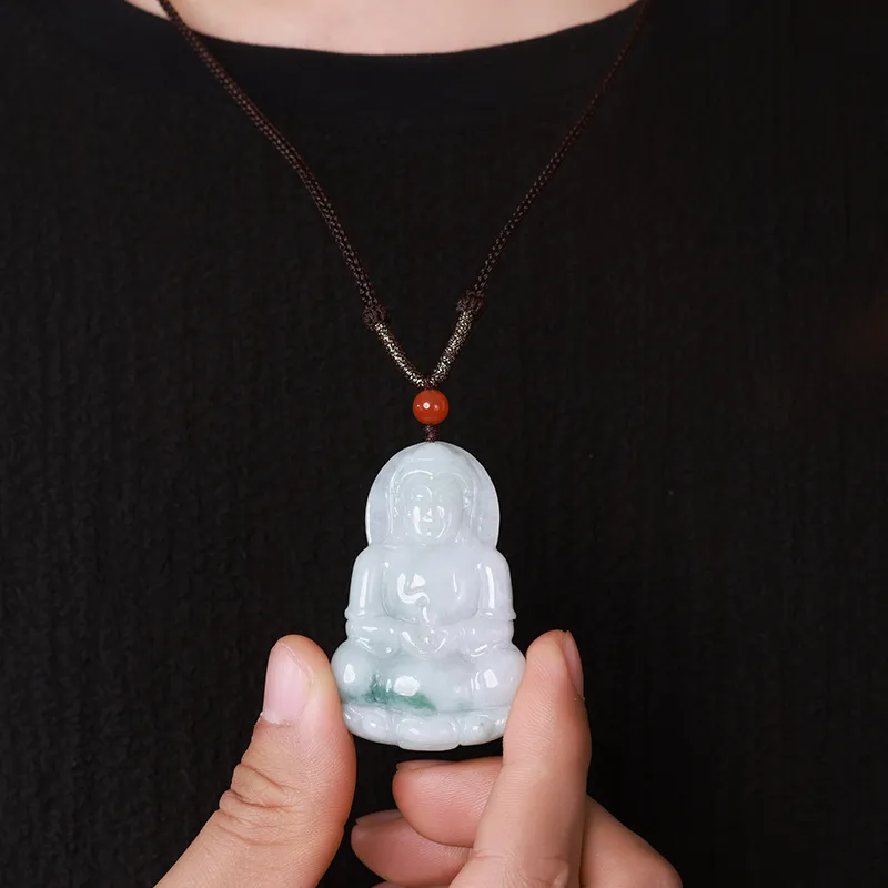 With The Heart Of The Jade Glutinous Jade Jadeite Necklaces Men's-3
