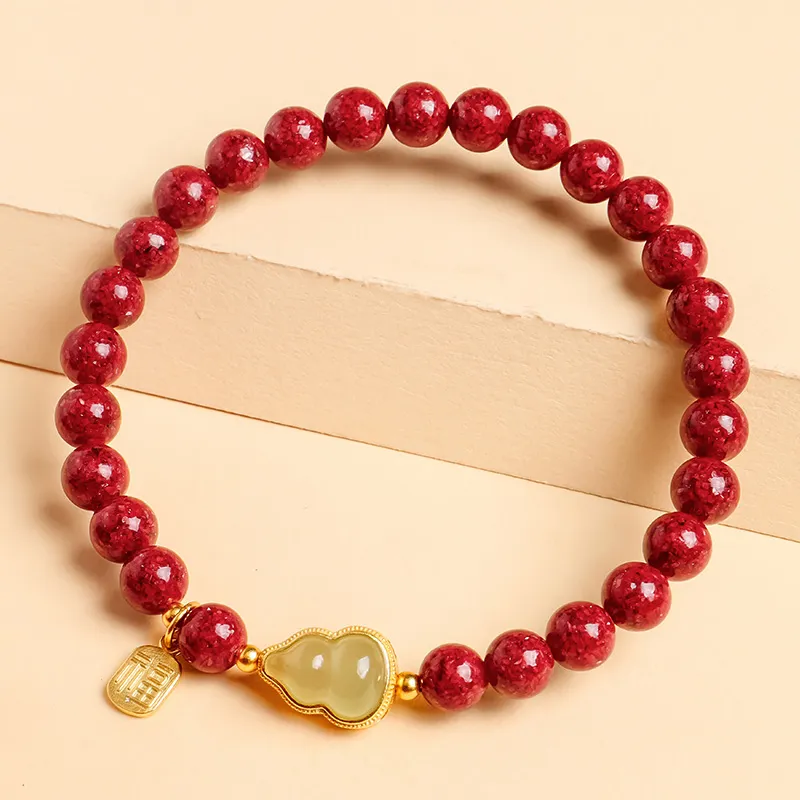 With The Heart Of The Jade Reconstructed Cinnabar Bracelets Women's-7