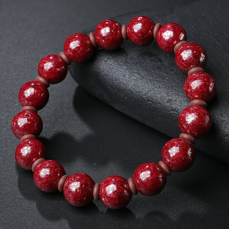 With The Heart Of The Jade Reconstructed Cinnabar Jade Bracelets Unisex-17
