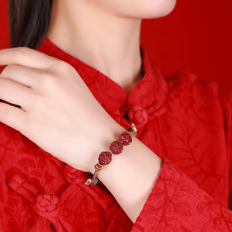 With The Heart Of The Jade Reconstructed Cinnabar Bracelets Unisex-25