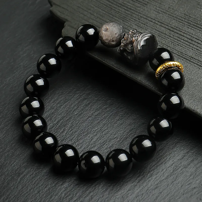 With The Heart Of The Jade Obsidian Bracelets Unisex-6