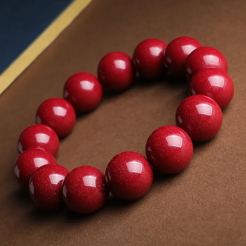 With The Heart Of The Jade Reconstructed Cinnabar Jade Bracelets Unisex-44