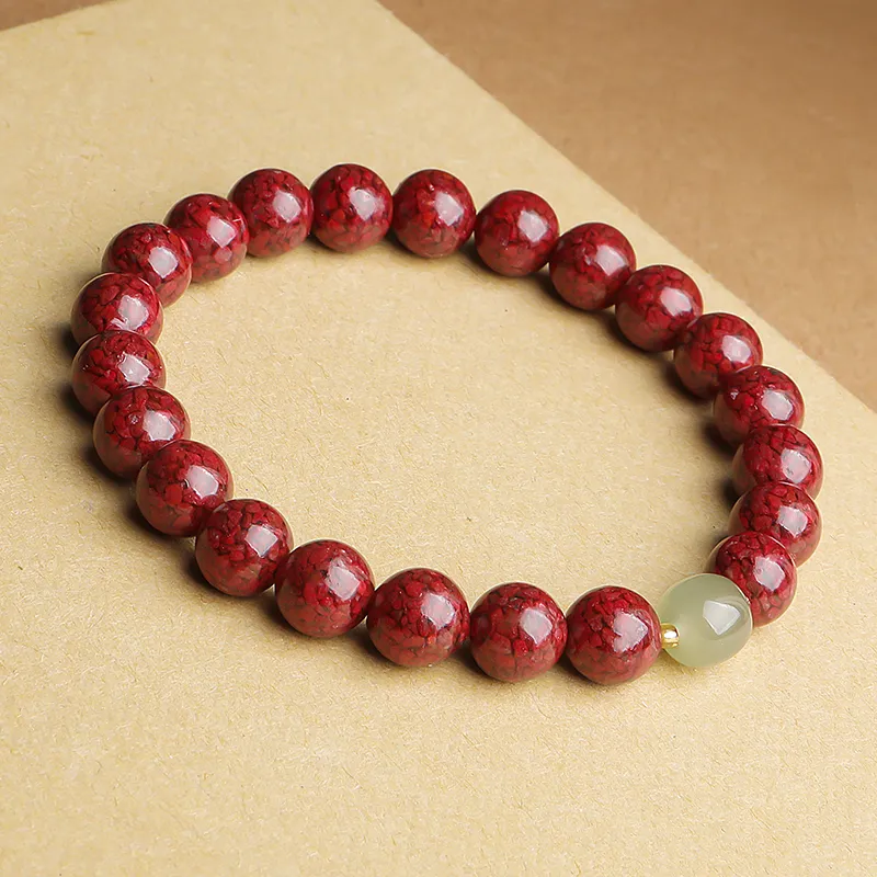 With The Heart Of The Jade Reconstructed Cinnabar Jade Bracelets Unisex-13