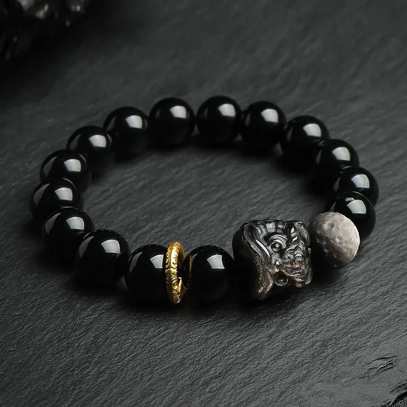 With The Heart Of The Jade Obsidian Bracelets Unisex-5