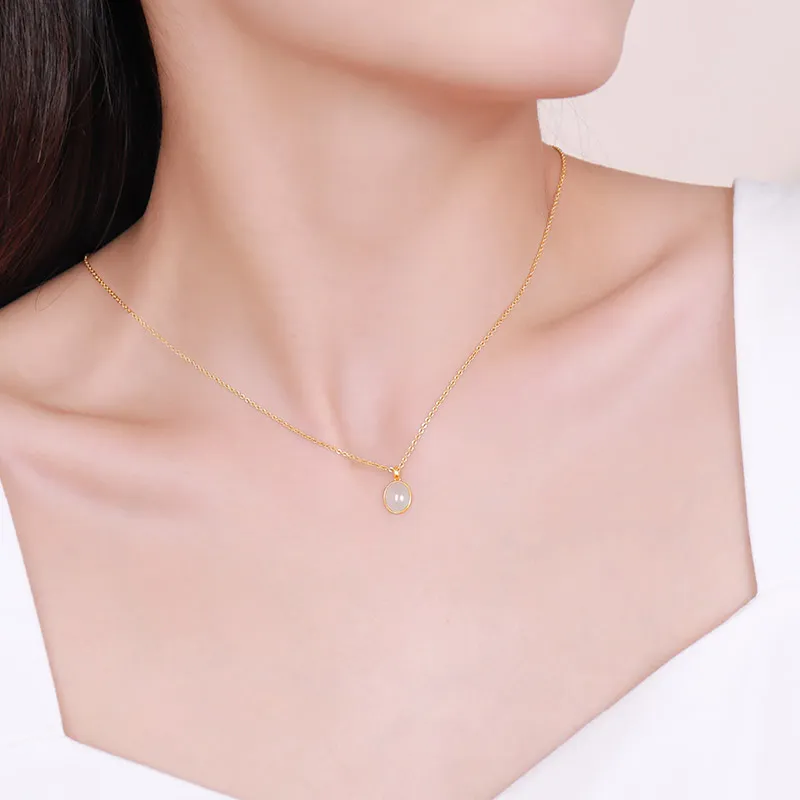With The Heart Of The Jade Glutinous Jade Jadeite Necklaces Women's-2