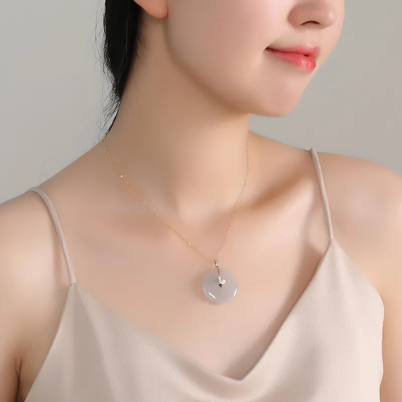 With The Heart Of The Jade Glutinous Jade Jadeite Necklaces Women's-33