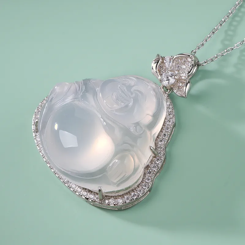 With The Heart Of The Jade Chalcedony Necklaces Women's-4