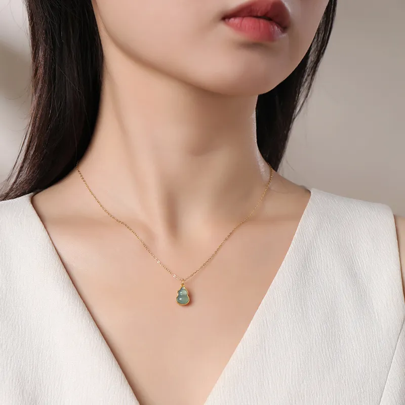 With The Heart Of The Jade Glutinous Jade S925 Silver Jadeite Necklace Women's-3