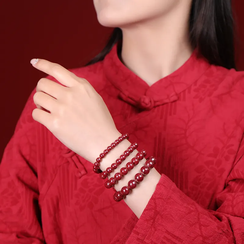 With The Heart Of The Jade Cinnabar Jade Bracelets Unisex-2