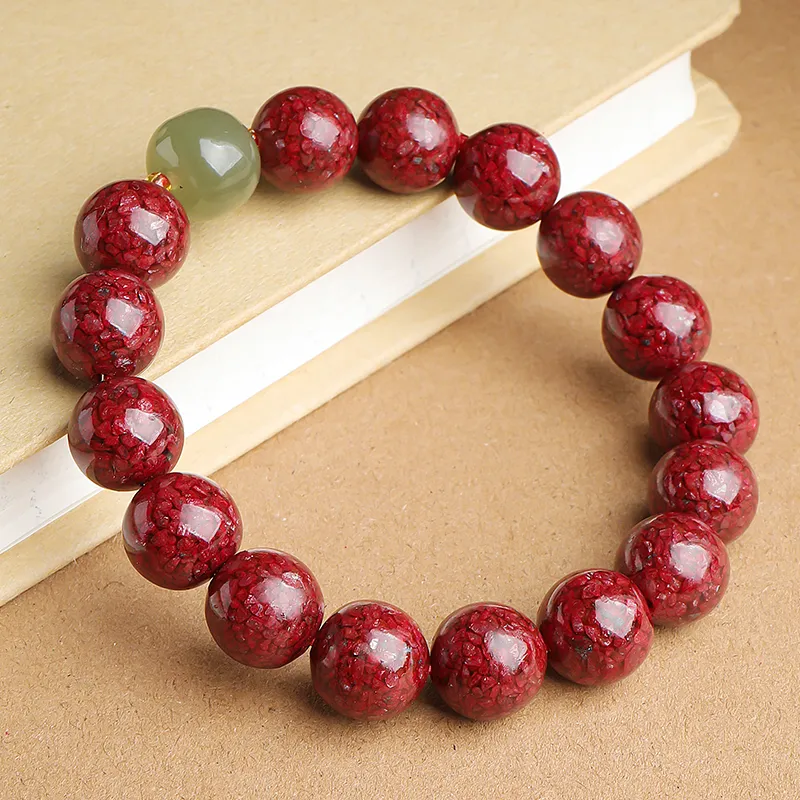 With The Heart Of The Jade Reconstructed Cinnabar Jade Bracelets Unisex-26