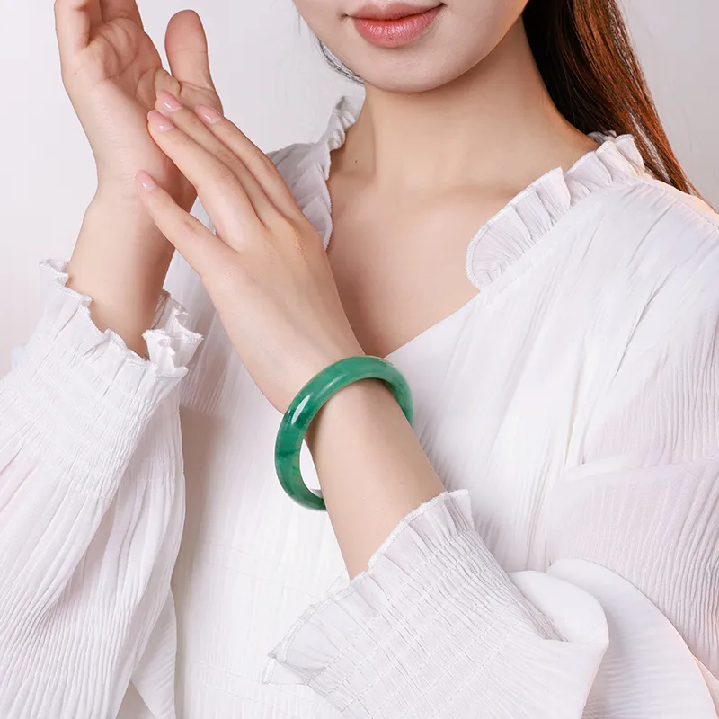 With The Heart Of The Jade African Emerald Bangles Women's-3