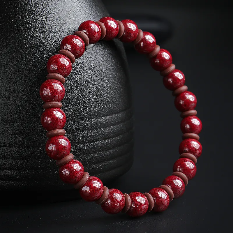 With The Heart Of The Jade Reconstructed Cinnabar Jade Bracelets Unisex-5