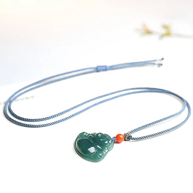With The Heart Of The Jade Ice Glutinous Jadeite Necklaces Unisex-13