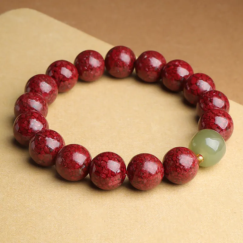 With The Heart Of The Jade Reconstructed Cinnabar Jade Bracelets Unisex-21