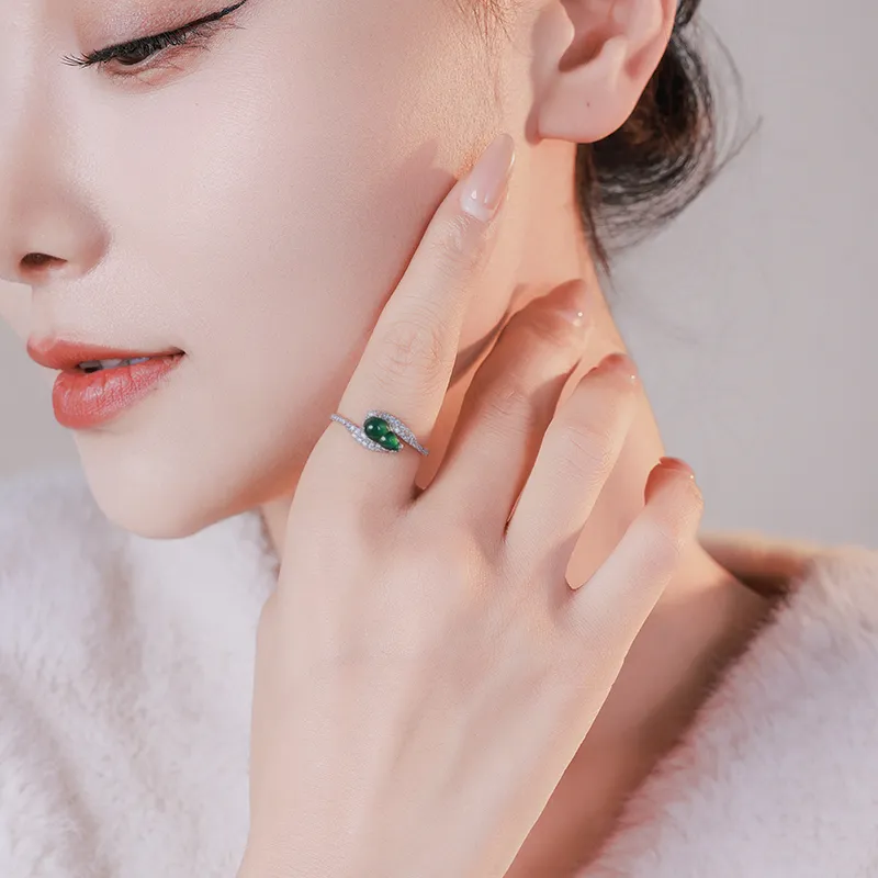 With The Heart Of The Jade Ice Glutinous Jadeite Rings Women's-3