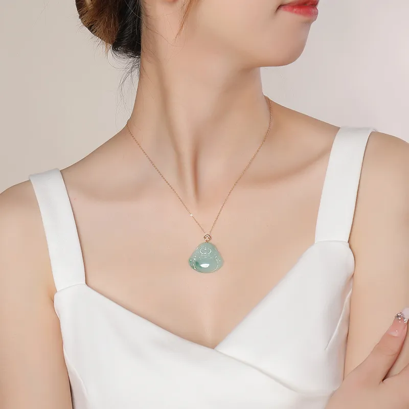 With The Heart Of The Jade Glutinous Jade Jadeite Necklaces Women's-4