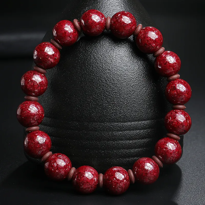 With The Heart Of The Jade Reconstructed Cinnabar Jade Bracelets Unisex-10
