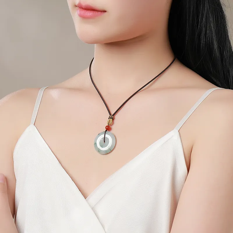 With The Heart Of The Jade Glutinous Jade Jadeite Necklaces Unisex-12