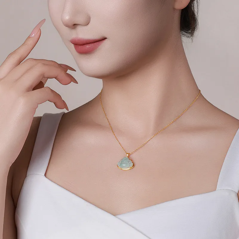 With The Heart Of The Jade Glutinous Jade Jadeite Necklaces Women's-3