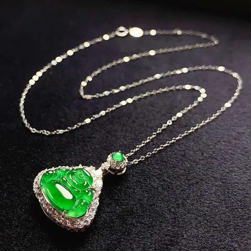 With The Heart Of The Jade Ice Glutinous Jadeite Necklaces Women's-16