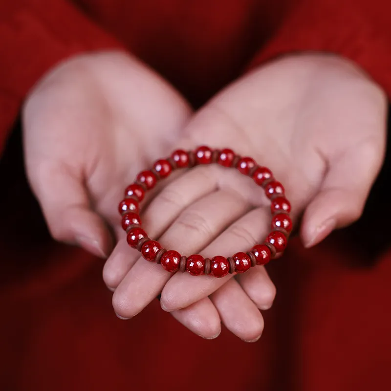 With The Heart Of The Jade Reconstructed Cinnabar Jade Bracelets Unisex-13