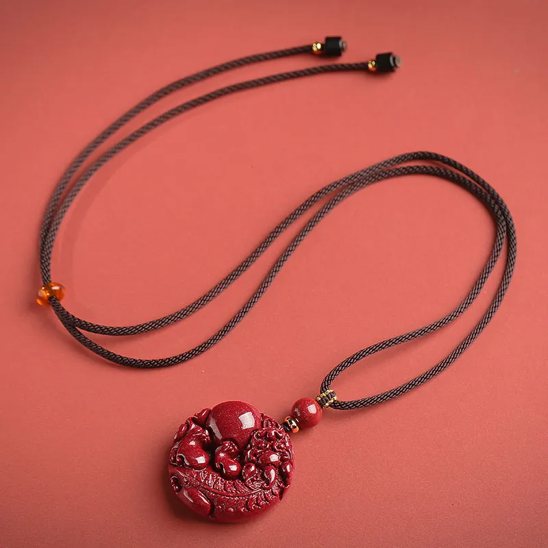 With The Heart Of The Jade Reconstructed Cinnabar Jade Necklaces Unisex-7