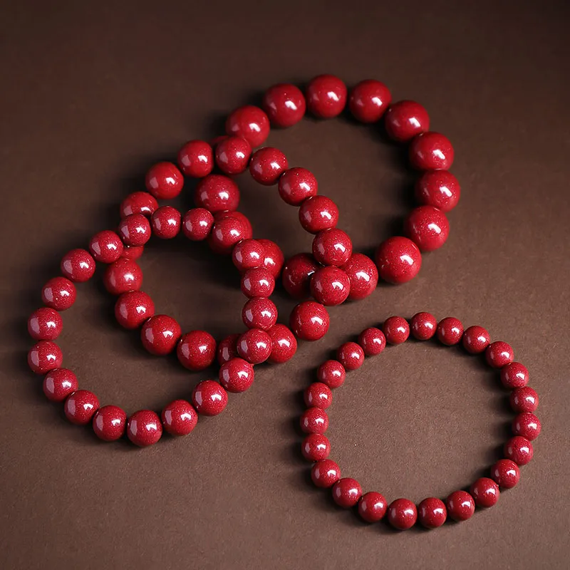 With The Heart Of The Jade Reconstructed Cinnabar Jade Bracelets Unisex-18