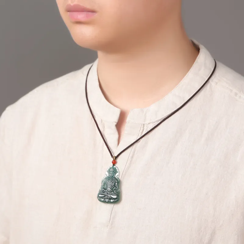 With The Heart Of The Jade Ice Glutinous Jadeite Necklaces Men's-2