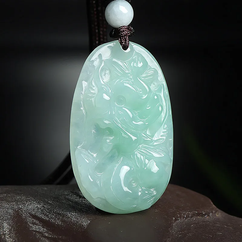 With The Heart Of The Jade Bean Type Jadeite Necklaces Unisex-7