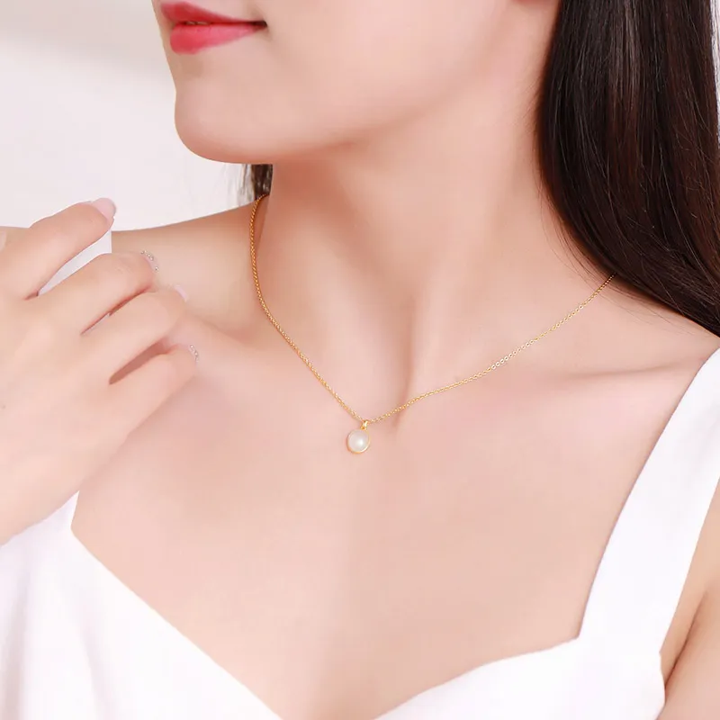 With The Heart Of The Jade Glutinous Jade Jadeite Necklaces Women's-3