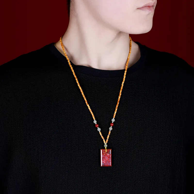 With The Heart Of The Jade Cinnabar Jade Necklaces Unisex-2