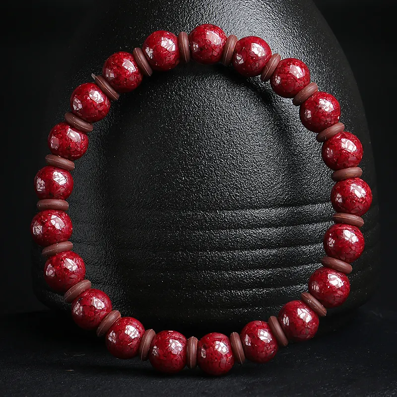 With The Heart Of The Jade Reconstructed Cinnabar Jade Bracelets Unisex-3