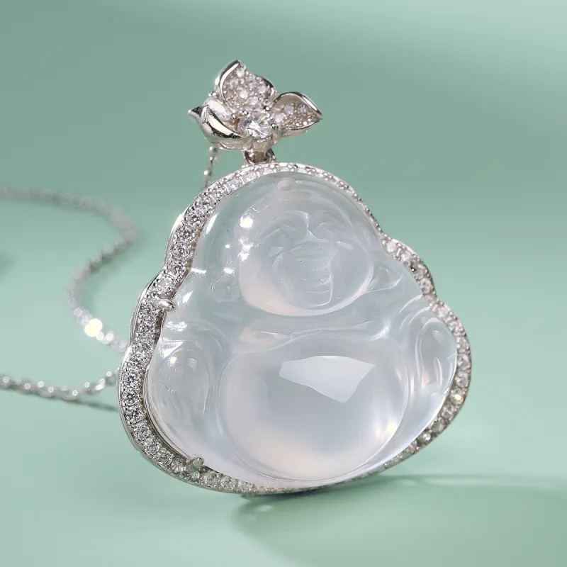 With The Heart Of The Jade Chalcedony Necklaces Women's-2