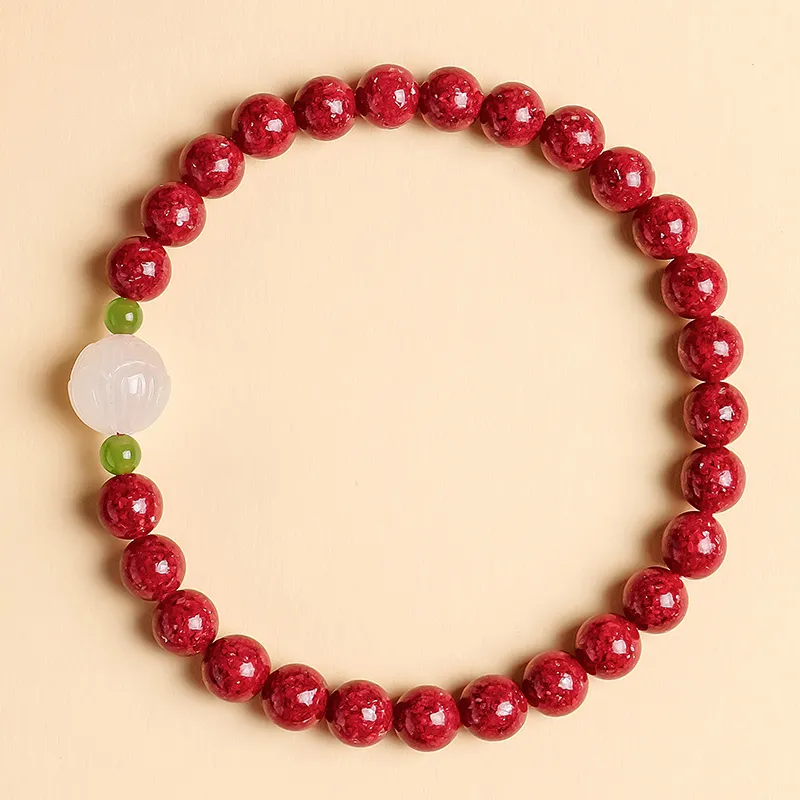 With The Heart Of The Jade Reconstructed Cinnabar Bracelets Women's-6